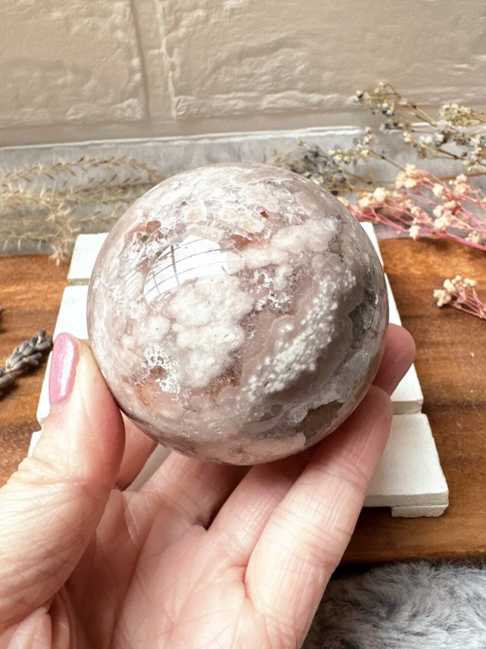Gorgeous Pink Amethyst with Flower Agate Sphere